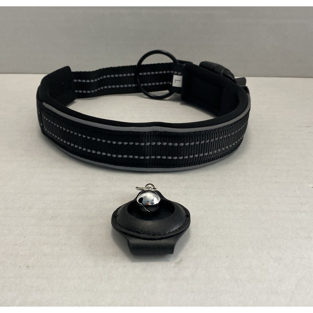 Apple Airtag Holder Reflective Dog Collar Comfortable for Dogs Large‎ -Black NWT